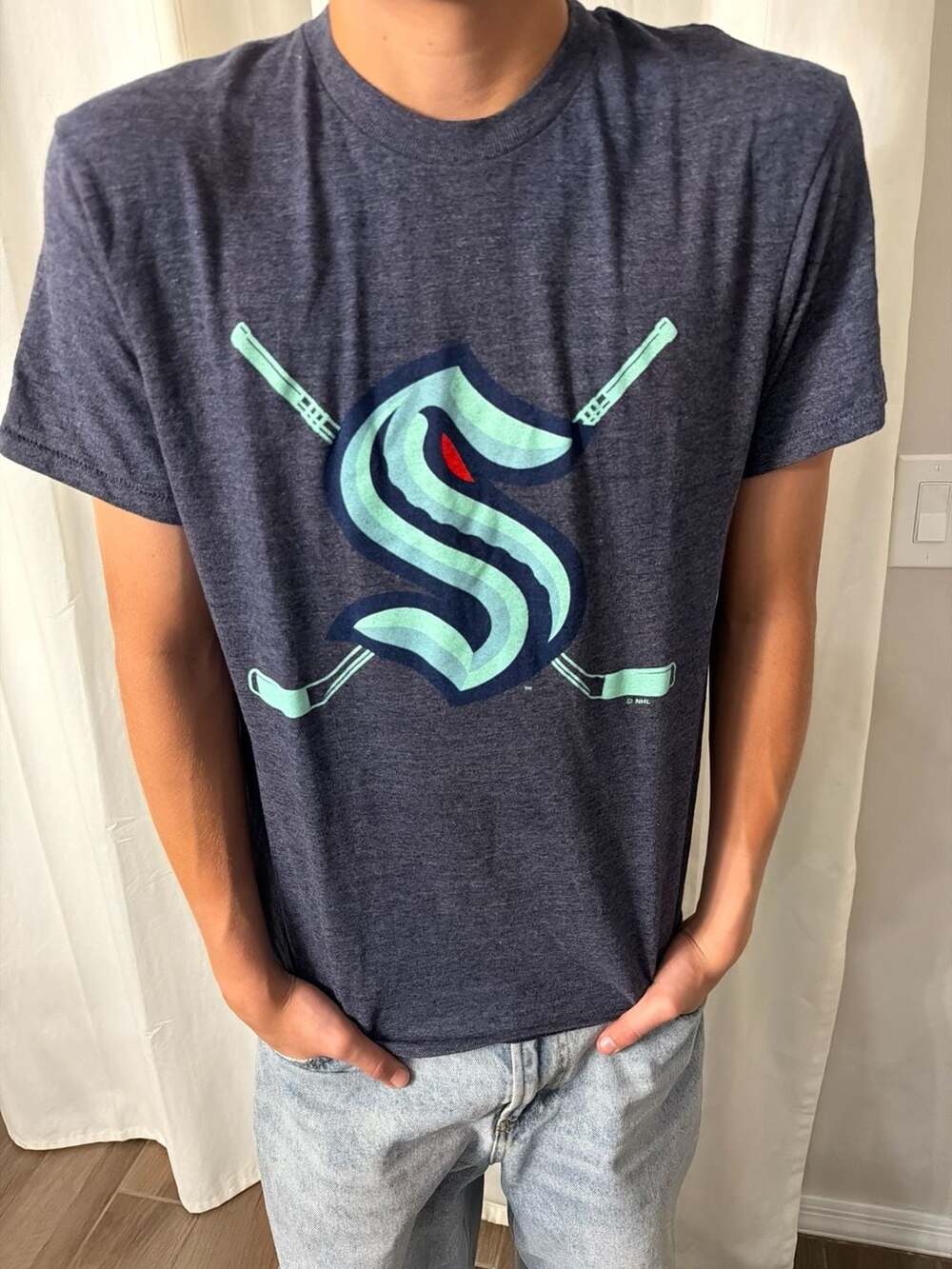 Champion NHL Seattle Kraken Heathered Navy Blue Short Sleeve T-Shirt Men's Size